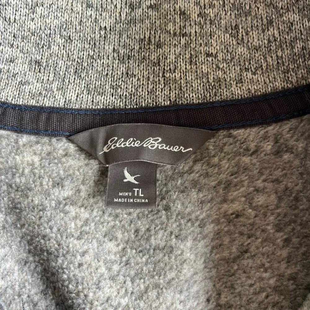 Eddie Bauer Gray Fleece-Lined Men's Sweater - Picture 5 of 6